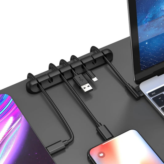 Silicone Cable Organizer Strip – 5 Slot Cord Holder for Desk & Nightstand