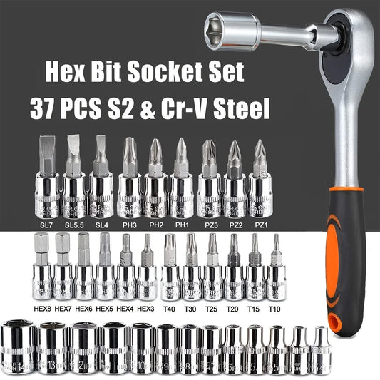 46-Piece Professional Ratchet & Socket Tool Set with Toolbox