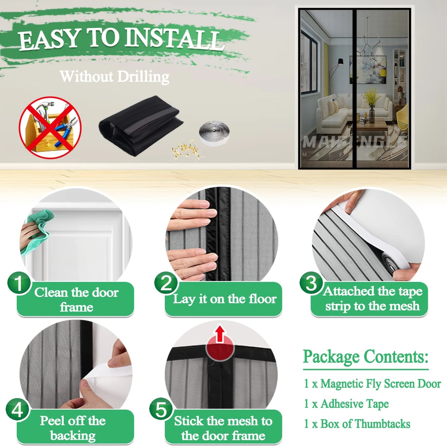 Magnetic Screen Door – Hands-Free Fresh Air & Bug Protection