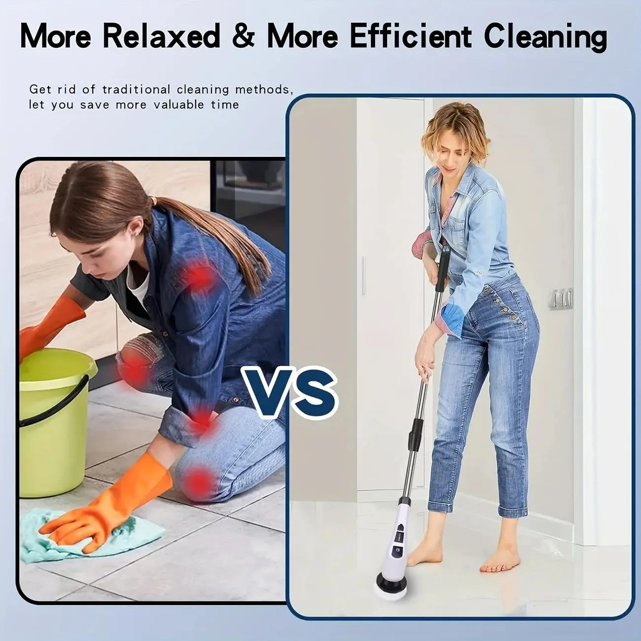 Wireless Electric Rotary Scrubber with 8 Brush Heads