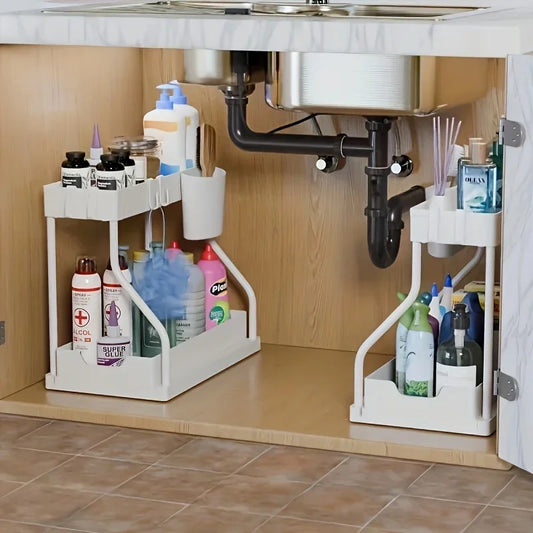 2-Tier Under Sink Organizer – Pull-Out Storage Rack