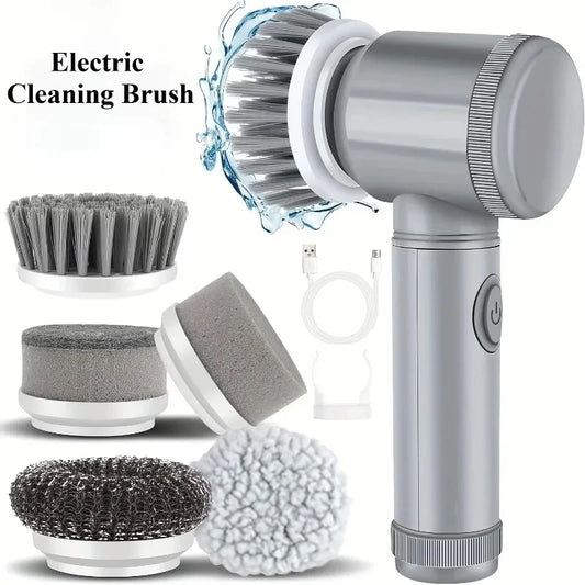 Electric Cordless Power Scrubber with 5 Replaceable Brush Heads
