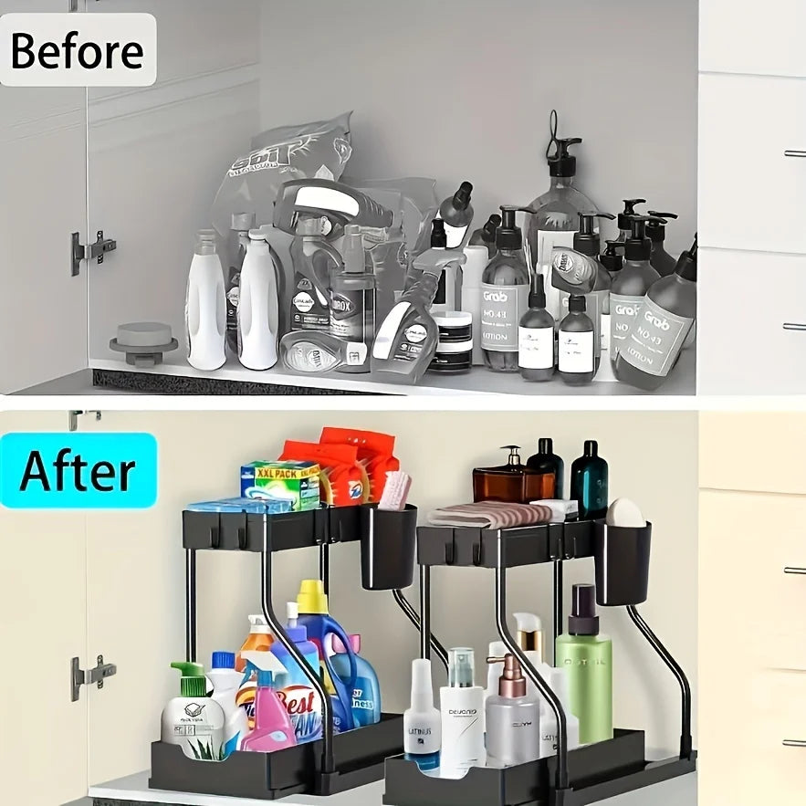 2-Tier Under Sink Organizer – Pull-Out Storage Rack