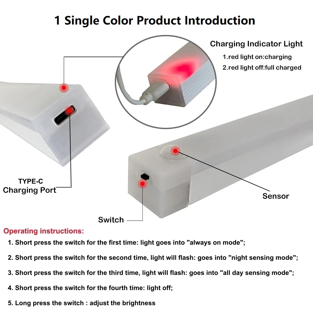 Motion Sensor LED Light Bar – Rechargeable Night & Cabinet Light