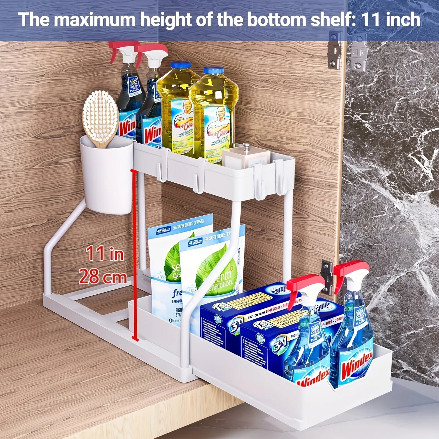 2-Tier Under Sink Organizer – Pull-Out Storage Rack