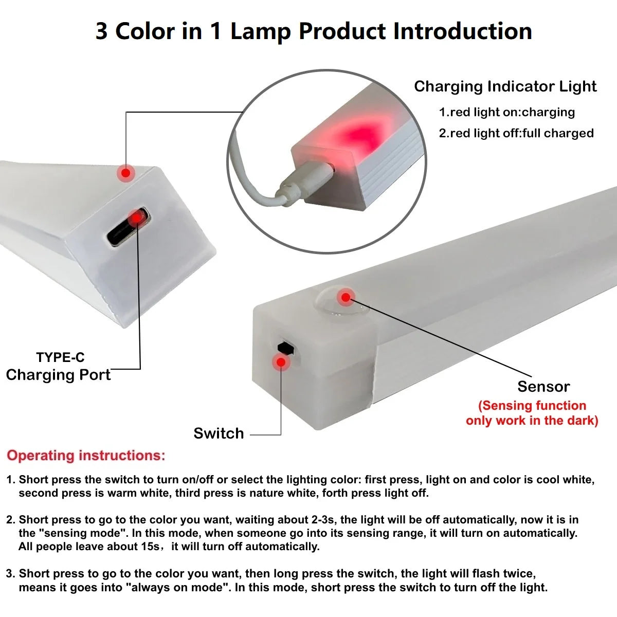 Motion Sensor LED Light Bar – Rechargeable Night & Cabinet Light