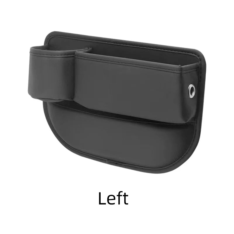 Leather Car Seat Gap Organizer with Cup Holder & Storage