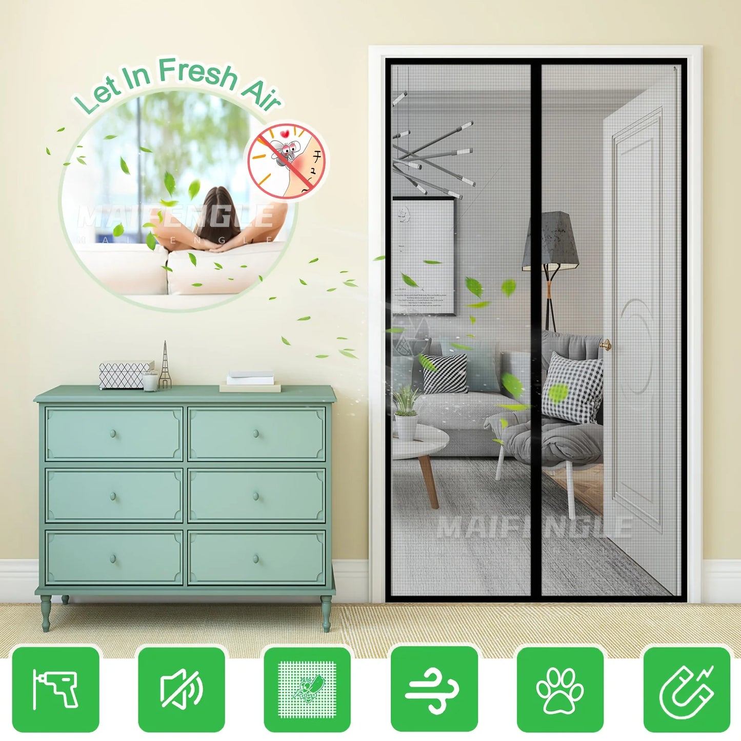 Magnetic Screen Door – Hands-Free Fresh Air & Bug Protection