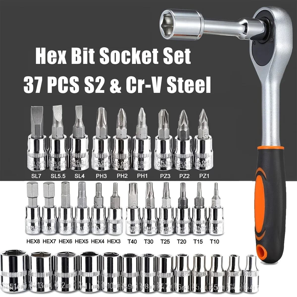 46-Piece Professional Ratchet & Socket Tool Set with Toolbox