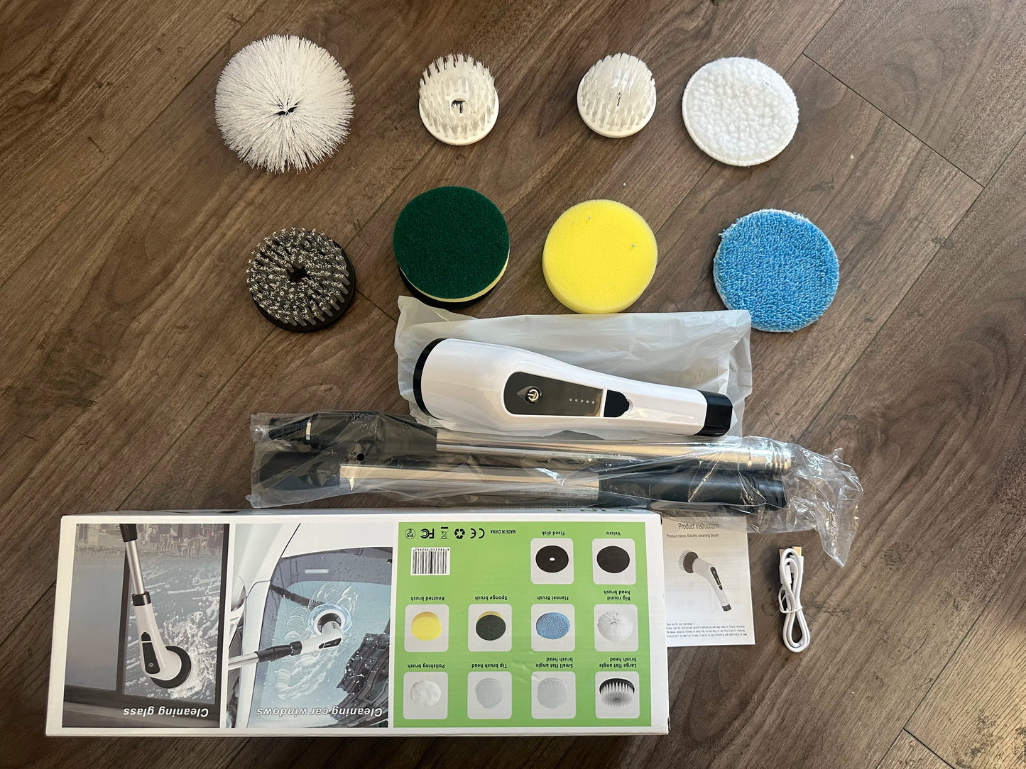 Wireless Electric Rotary Scrubber with 8 Brush Heads