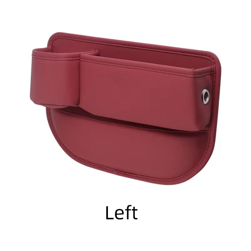 Leather Car Seat Gap Organizer with Cup Holder & Storage