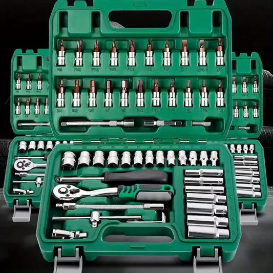 46-Piece Professional Ratchet & Socket Tool Set with Toolbox