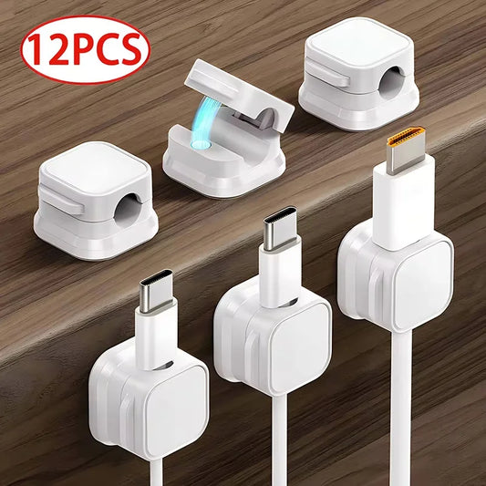 Magnetic Cable Clips – Adjustable Cord Holder Set (Desk, Car & Home)