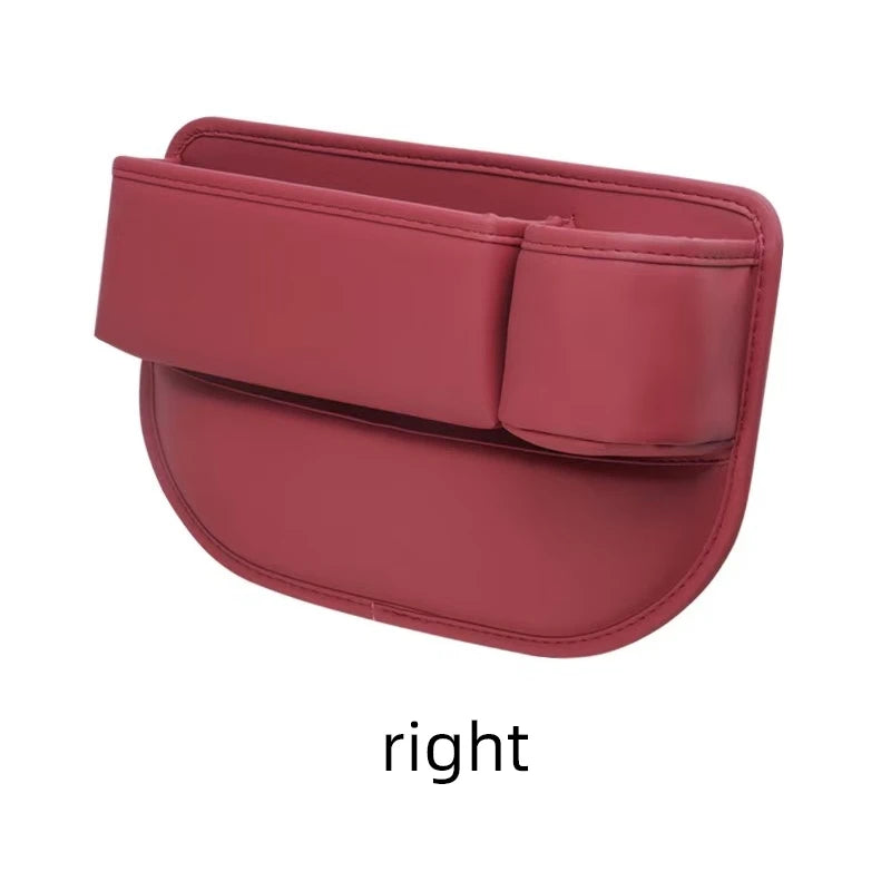 Leather Car Seat Gap Organizer with Cup Holder & Storage