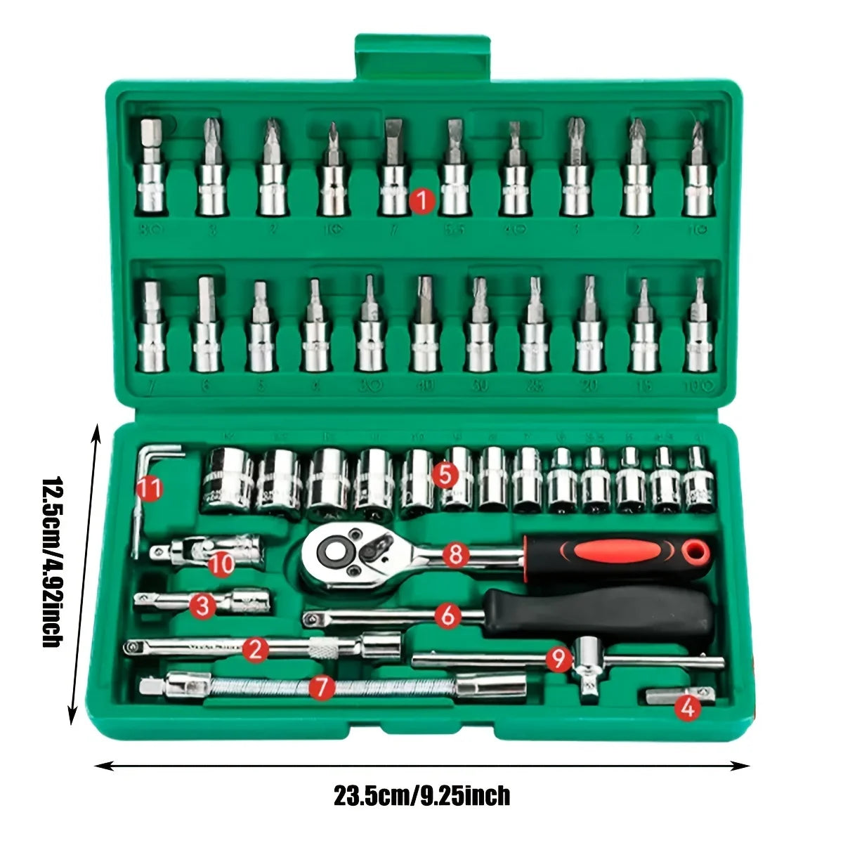 46-Piece Professional Ratchet & Socket Tool Set with Toolbox