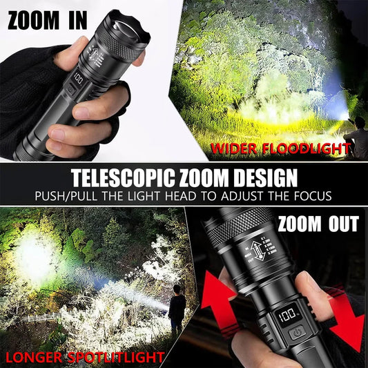 High-power Led USB Rechargeable Flashlight with Display