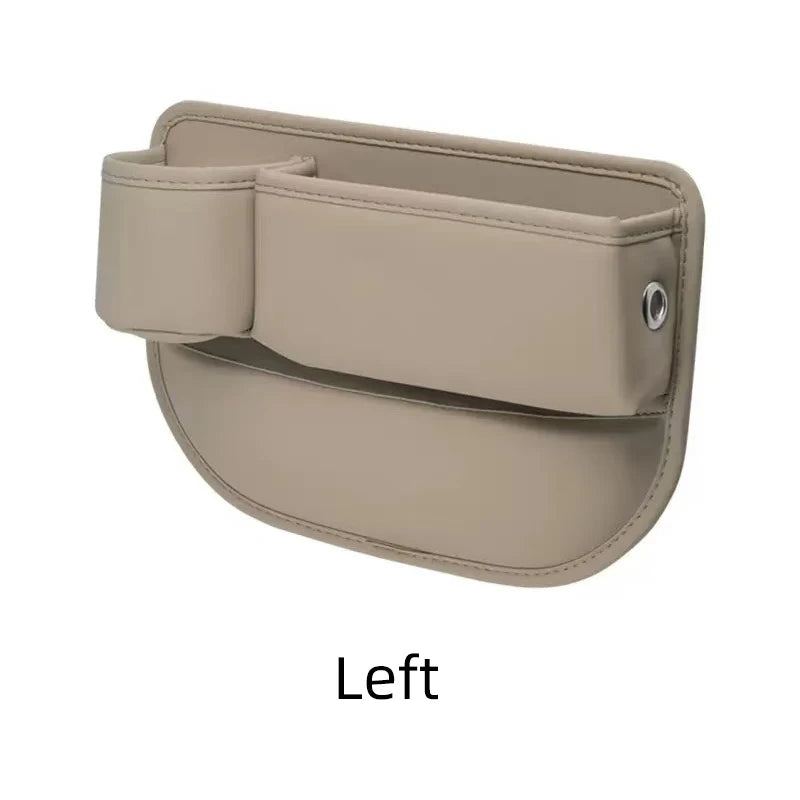 Leather Car Seat Gap Organizer with Cup Holder & Storage