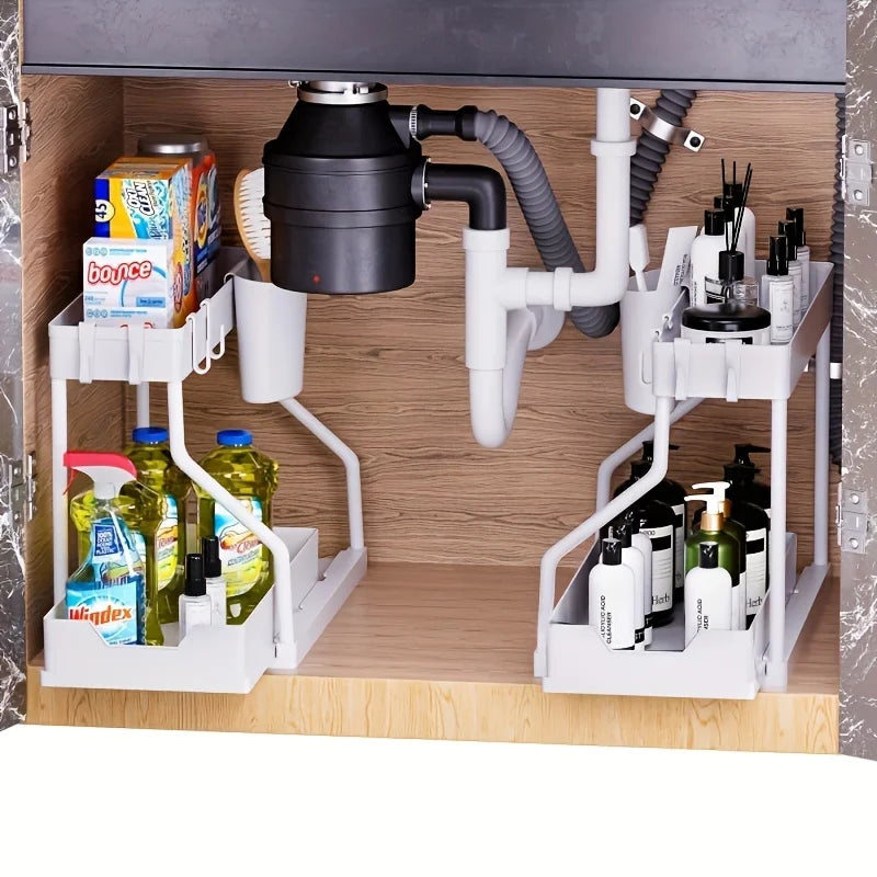 2-Tier Under Sink Organizer – Pull-Out Storage Rack