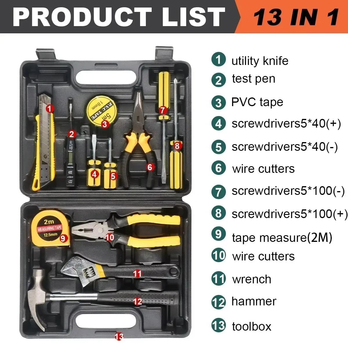 13 in 1 Tool Kit with  Storage Case