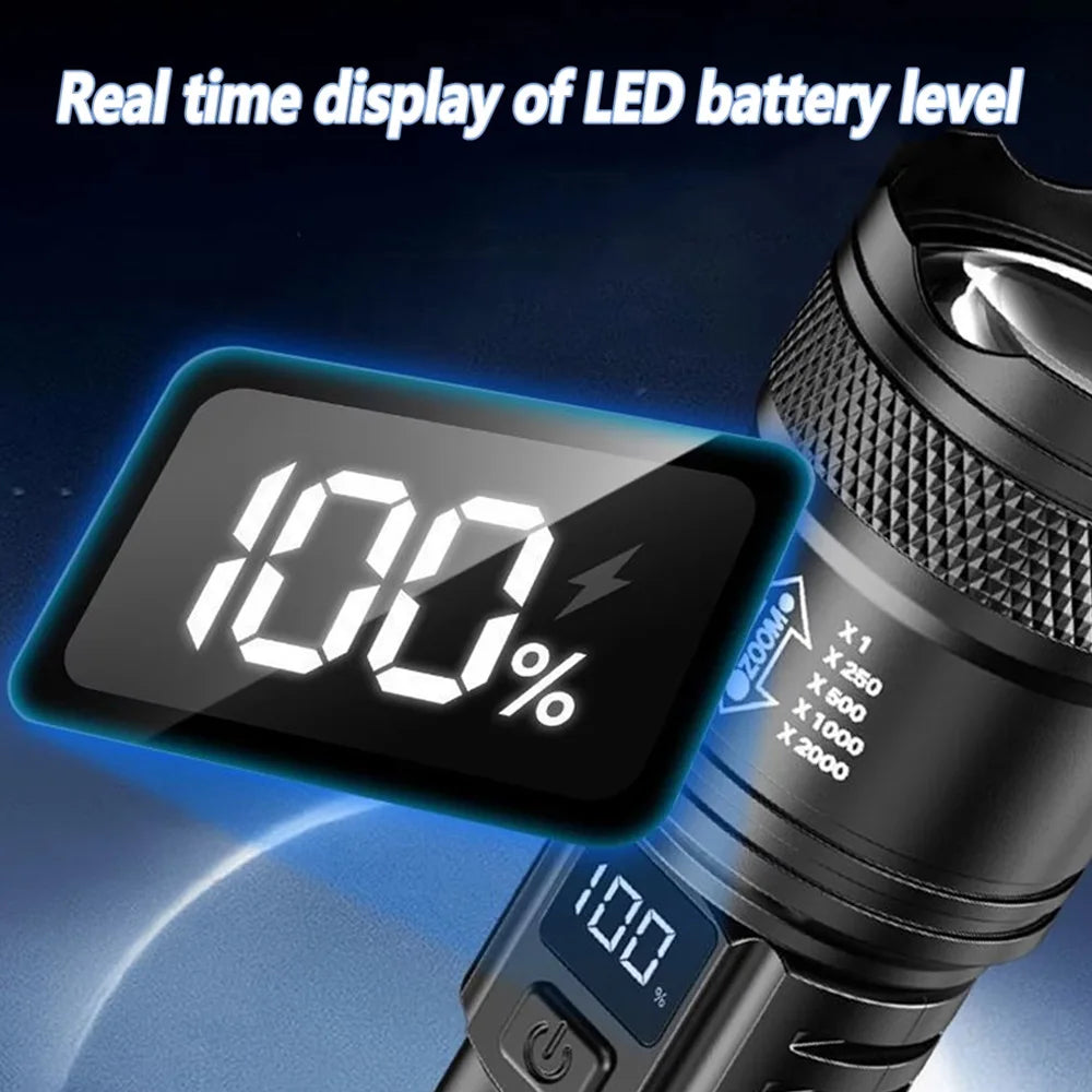 High-power Led USB Rechargeable Flashlight with Display