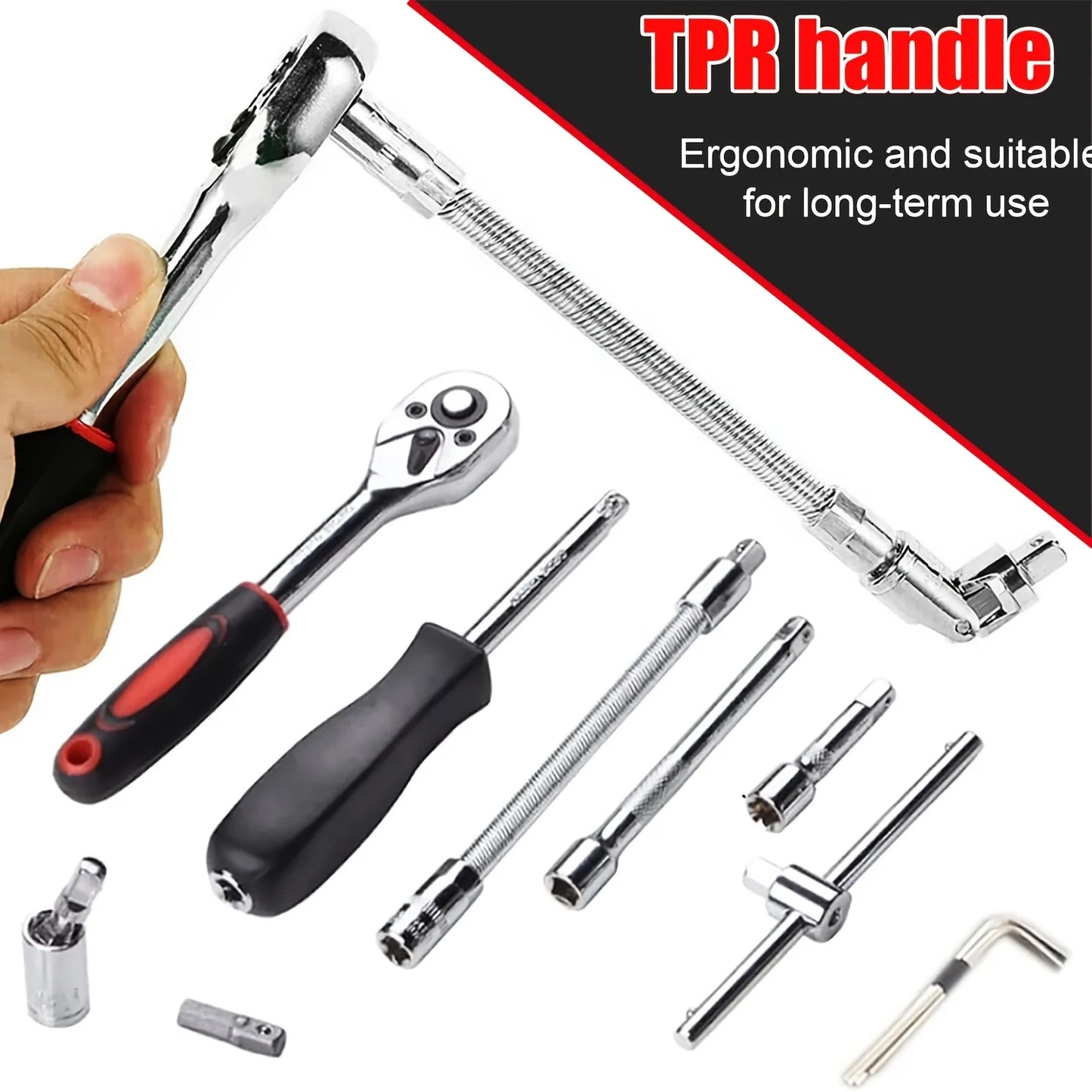 46-Piece Professional Ratchet & Socket Tool Set with Toolbox