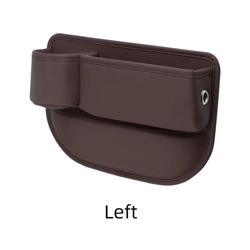 Leather Car Seat Gap Organizer with Cup Holder & Storage