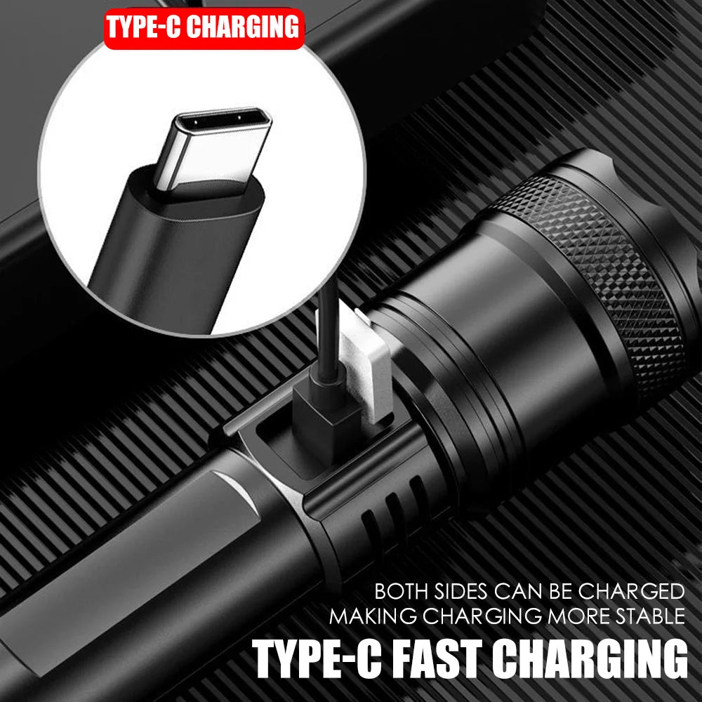 High-power Led USB Rechargeable Flashlight with Display